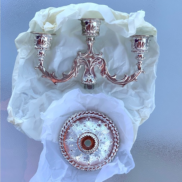 3-Candle Silver-Plated Candelabra - Picture 3 of 5